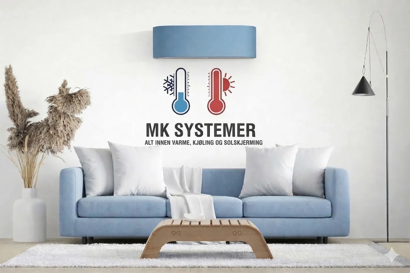 Varmepumpe installert på vegg